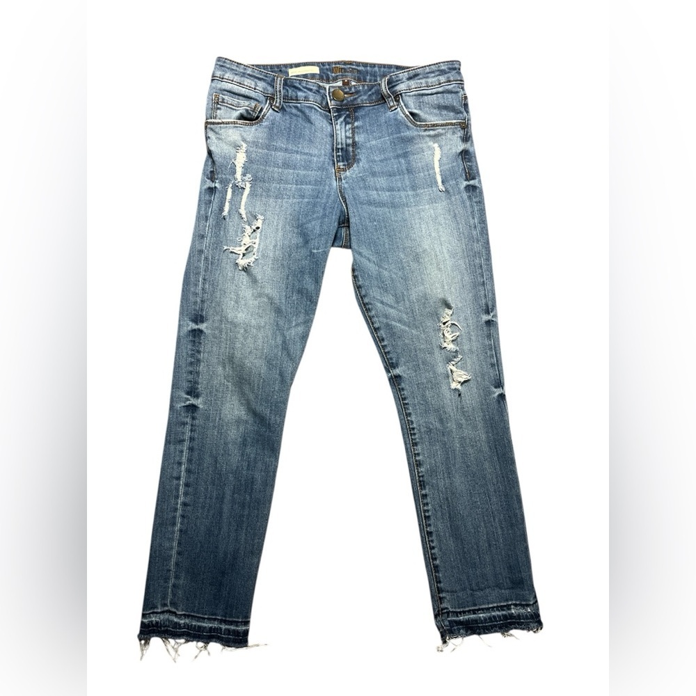 Kut from the Kloth Reese High Rise Ankle Raw Hem Straight Leg Size 8